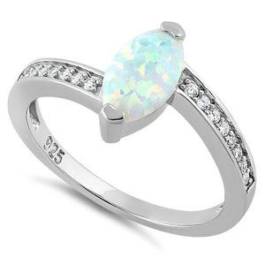 New💍White Lab Opal Marquise Cut S925